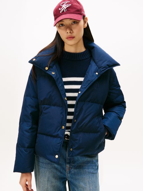 Crest Embroidery Down Puffer Jacket
