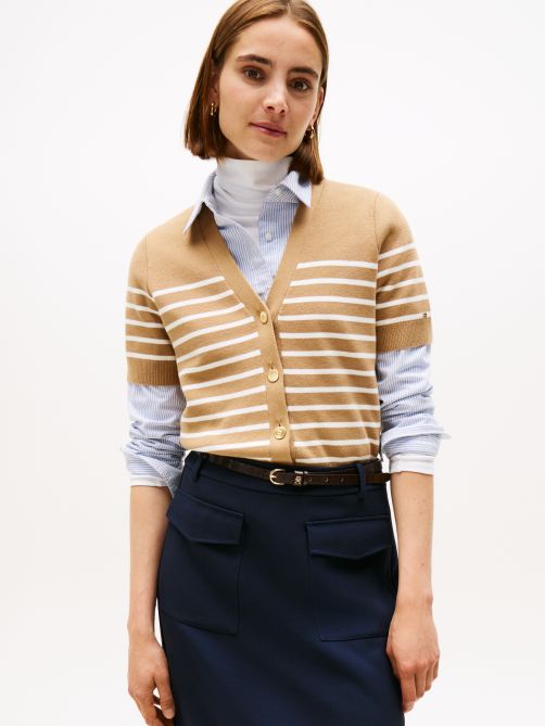 Jersey Gold-Tone Button Short Sleeve Cardigan
