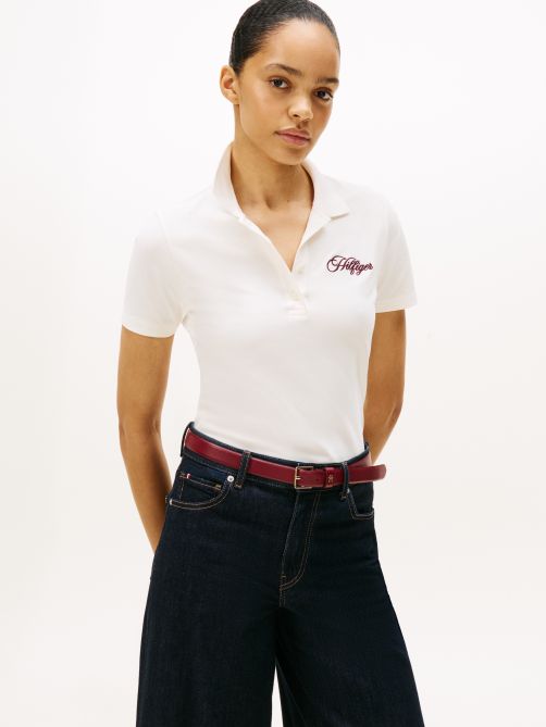 Logo Embroidery Pique Slim Polo Shirt