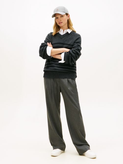 بنطلون مريح من الفلانيل بساق مستقيمة