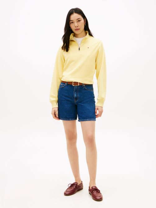 شورت دنيم بخصر متوسط الطول وساق مستقيمة