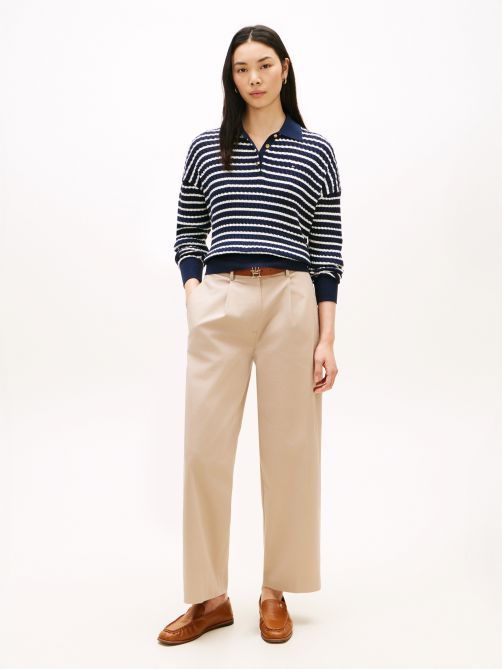Barrel Leg Mid Rise Chinos