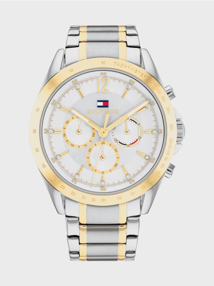 Two Tone Multifunction Dial Watch Tommy Hilfiger