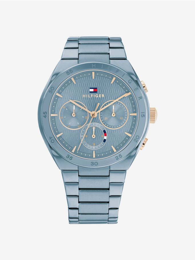 TOMMY HILFIGER CARRIE WOMEN's BLUE DIAL, IONIC PLATED ICE BLUE STEEL WATCH,  38 MM | Tommy Hilfiger