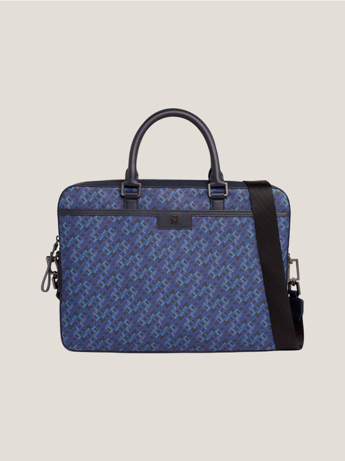 TH Monogram Textured Laptop Bag Tommy Hilfiger