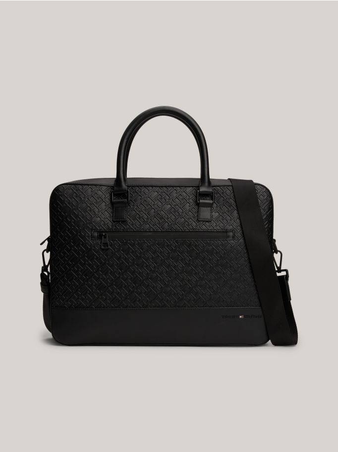 TH Monogram Embossed Laptop Bag