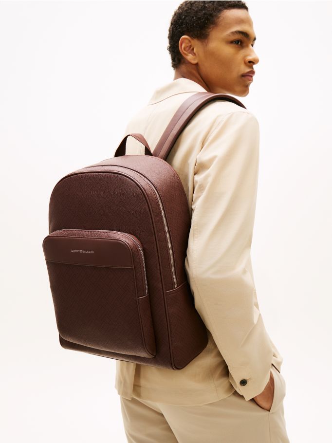Mixed Texture Dome Backpack - Brown | Tommy Hilfiger display picture 1