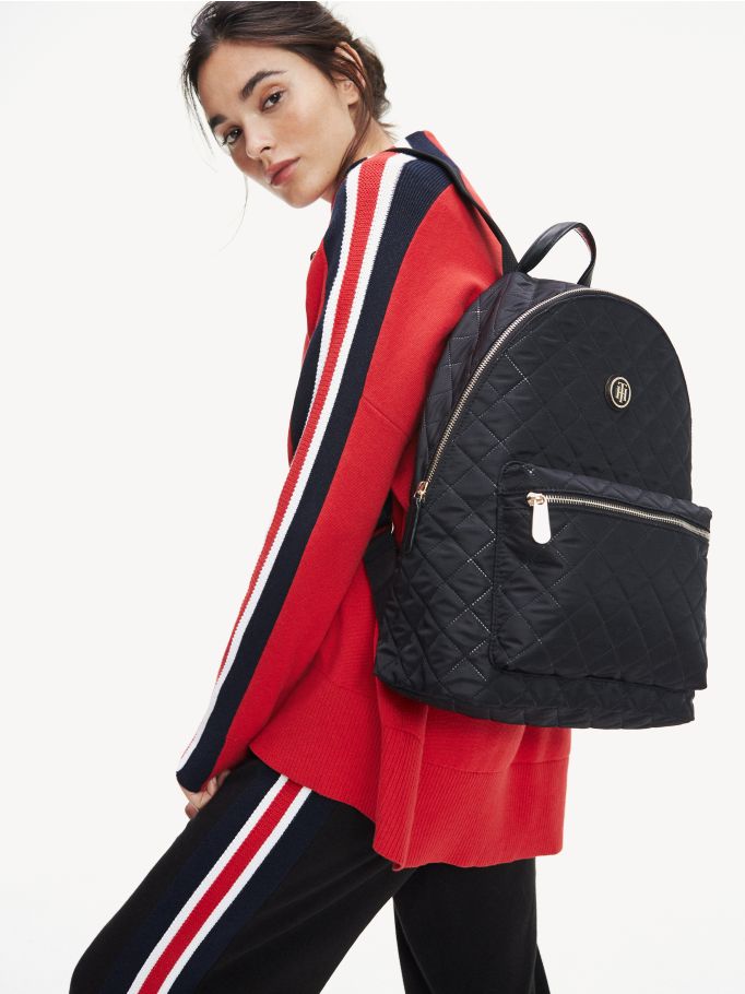 tommy hilfiger charm quilted backpack