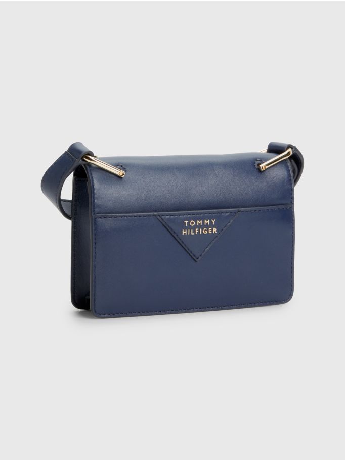 Leather Push Lock Mini Crossover Bag | Tommy Hilfiger