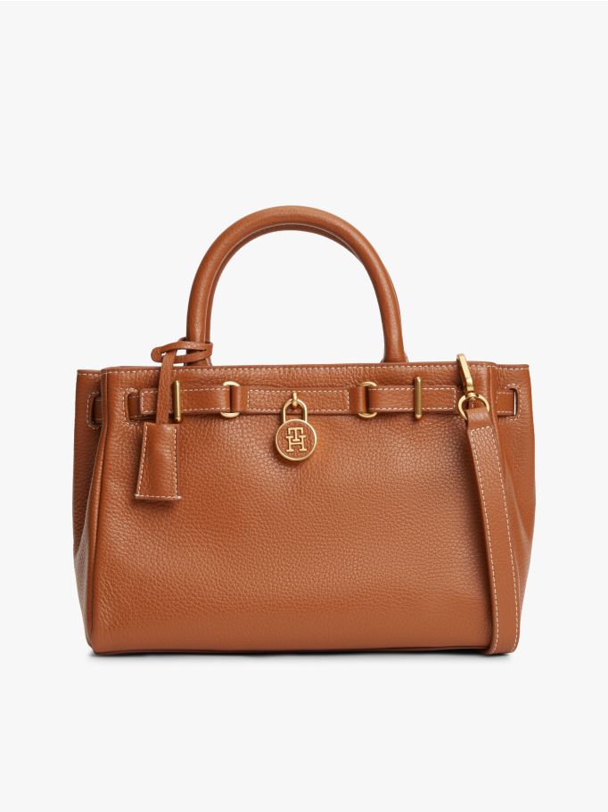 LGB TK WHIT初期 The American Icon Leather Tote Bag in Brown | Tommy Hilfiger