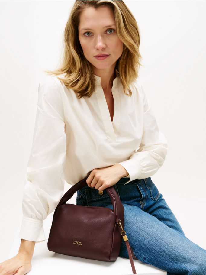 City Leather Twist Handle Bag - Black | Tommy Hilfiger