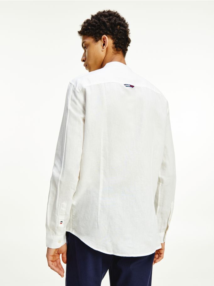Tommy Hilfiger | Mandarin Collar Cotton Linen Shirt | Tommy Hilfiger