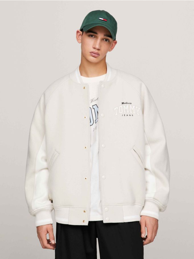 Tommy hilfiger white bomber on sale jacket