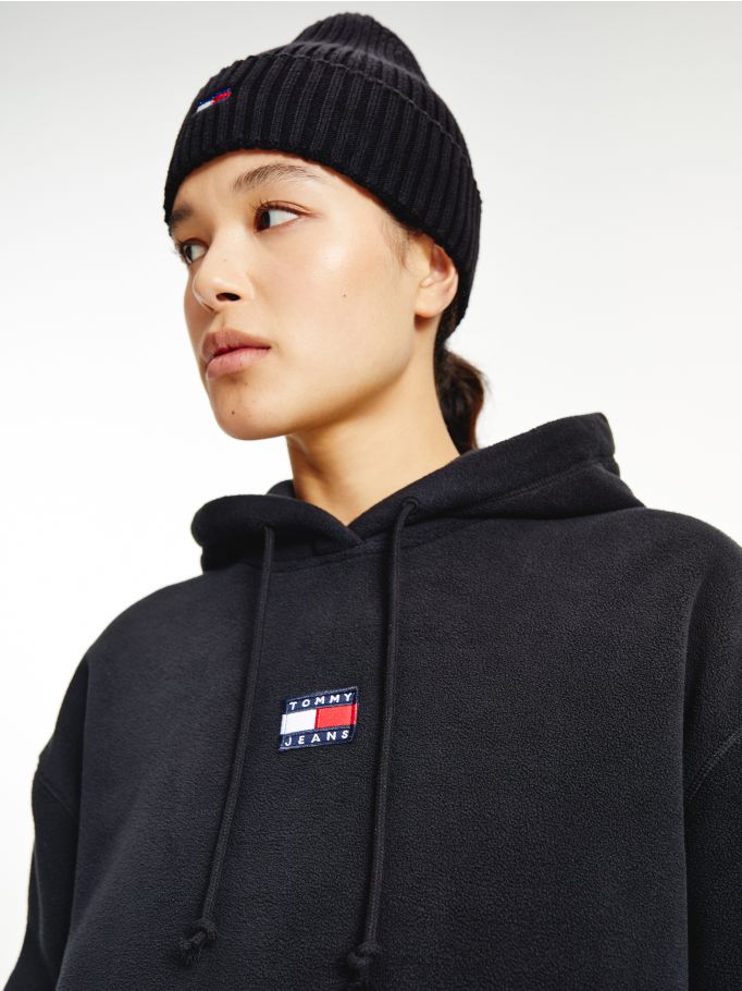 tommy badge polar fleece hoody