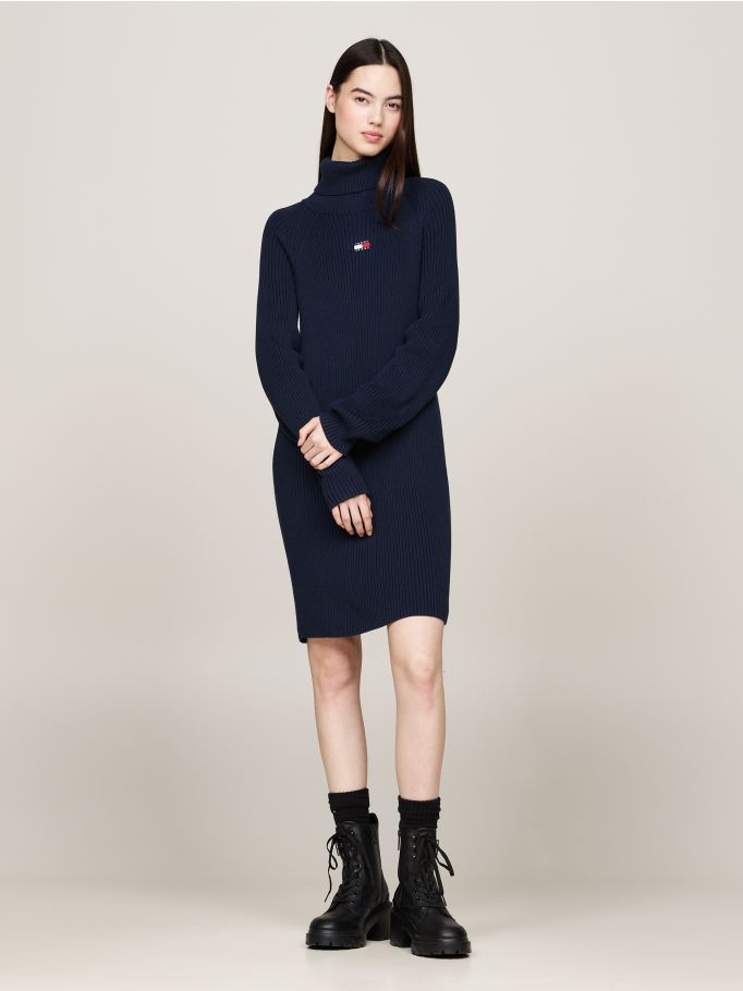 Mock Turtleneck Jumper Mini Dress