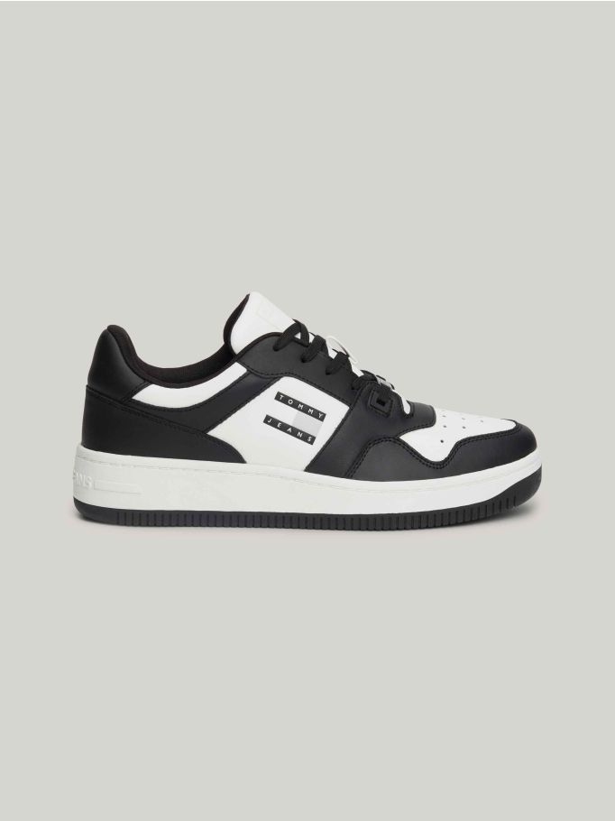 Leather Fine Cleat Monochrome Basketball Trainers | Tommy Hilfiger
