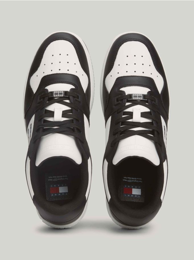 Leather Fine Cleat Monochrome Basketball Trainers | Tommy Hilfiger