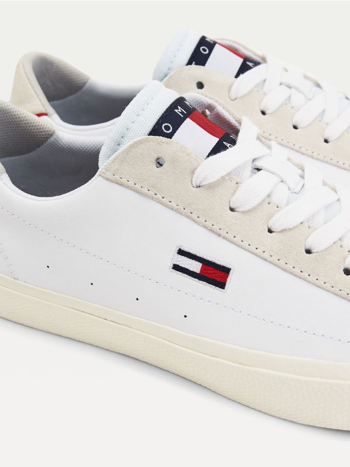 tommy jeans embossed leather trainers