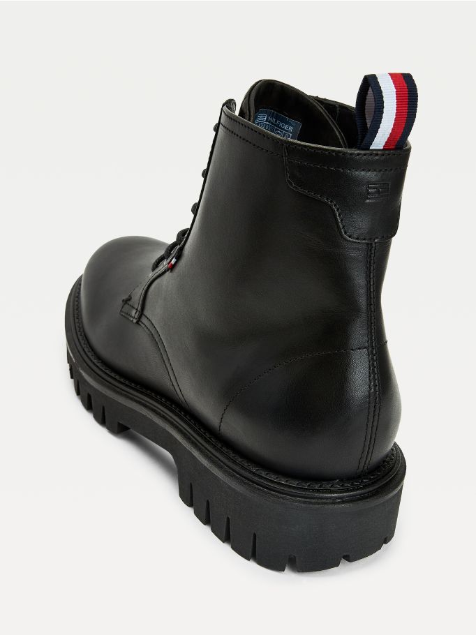 leather cleat lace up boots