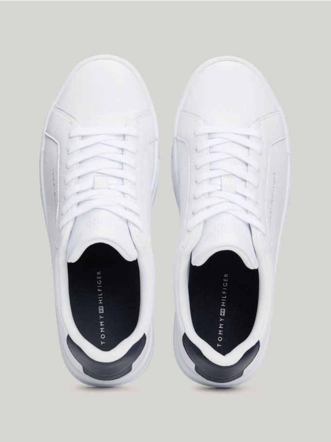 Pebble Grain Leather Court Trainers | Tommy Hilfiger 