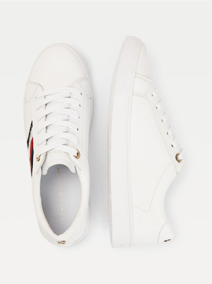 tommy hilfiger metallic signature cupsole trainers