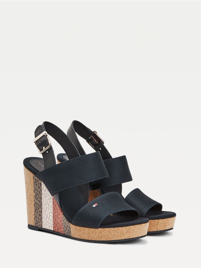 tommy hilfiger navy wedge sandals