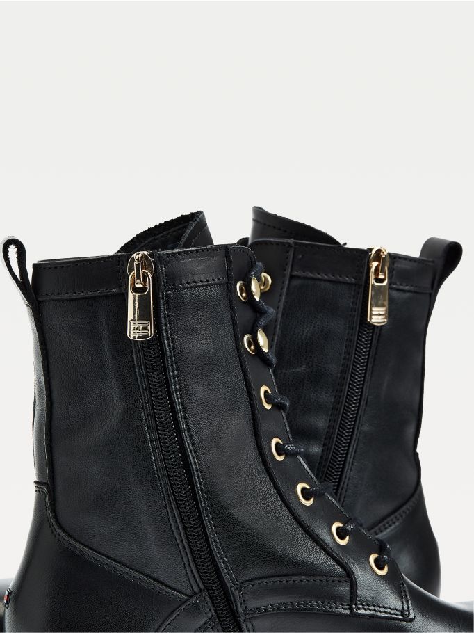 monogram buckle cleat ankle boots