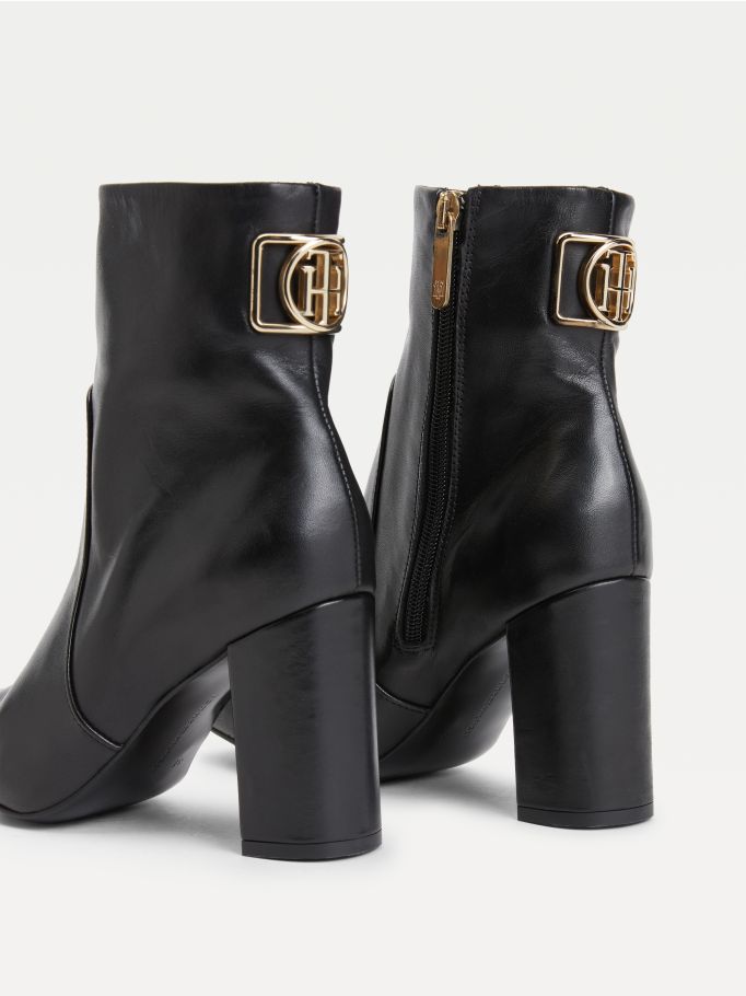 monogram leather flat boots