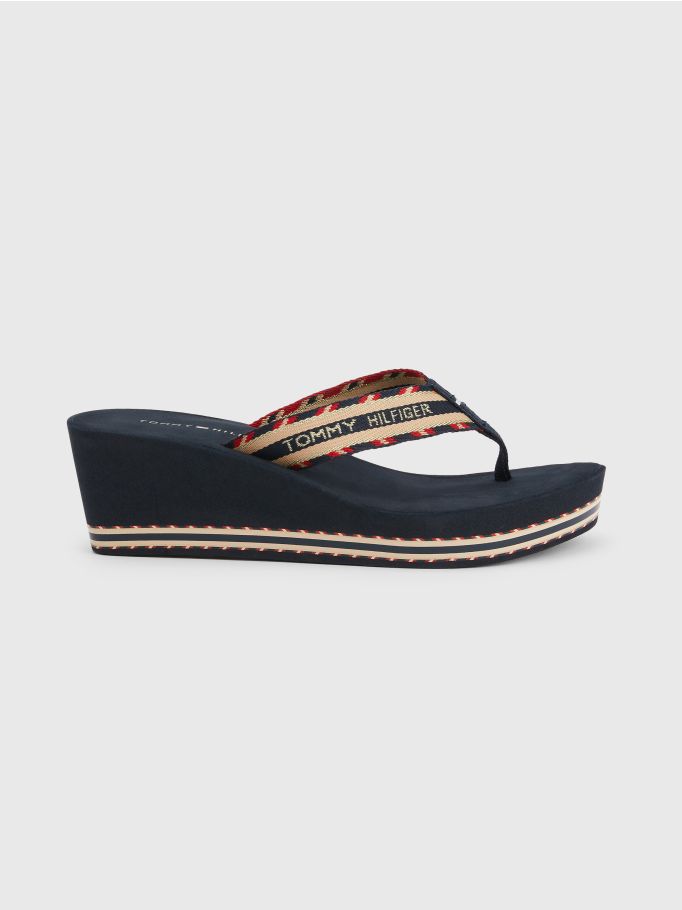 tommy hilfiger wedge flip flops womens