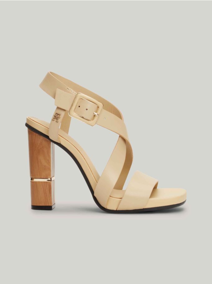 TH Monogram Leather Block High Heels Tommy Hilfiger