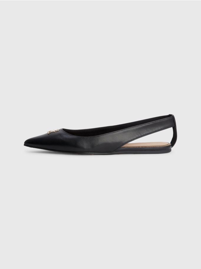 Leather Pointed Toe Slingback Ballerinas | Tommy Hilfiger