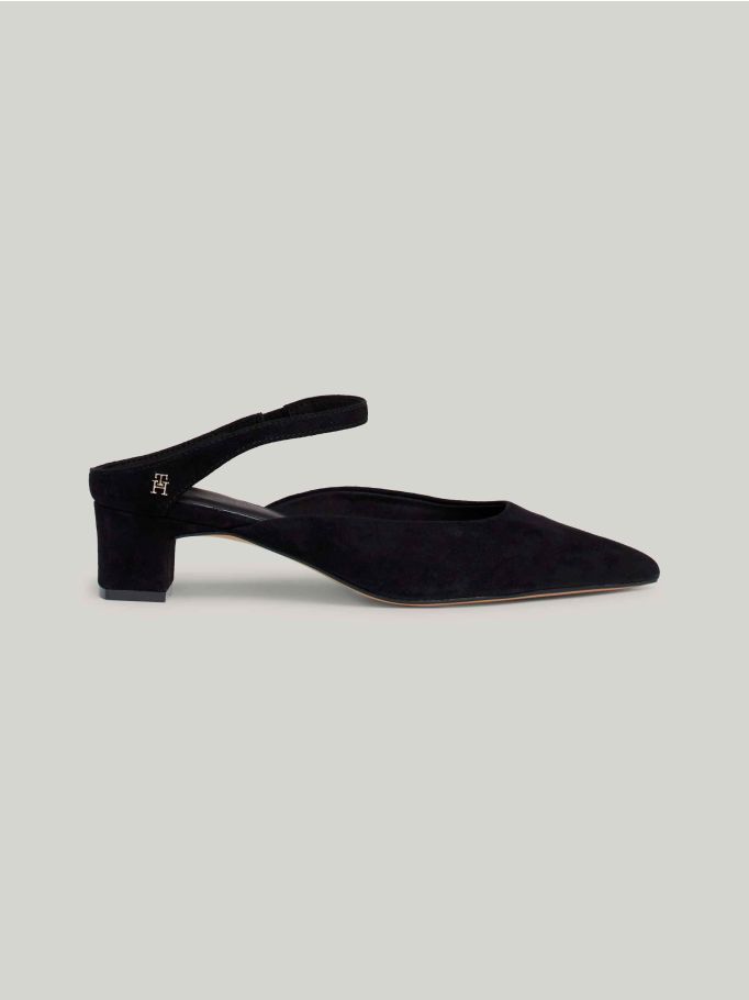 Black leather mules low heel hotsell