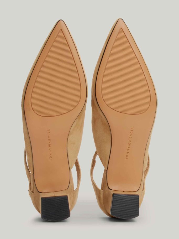 Leather Pointed Mid Heel Mules