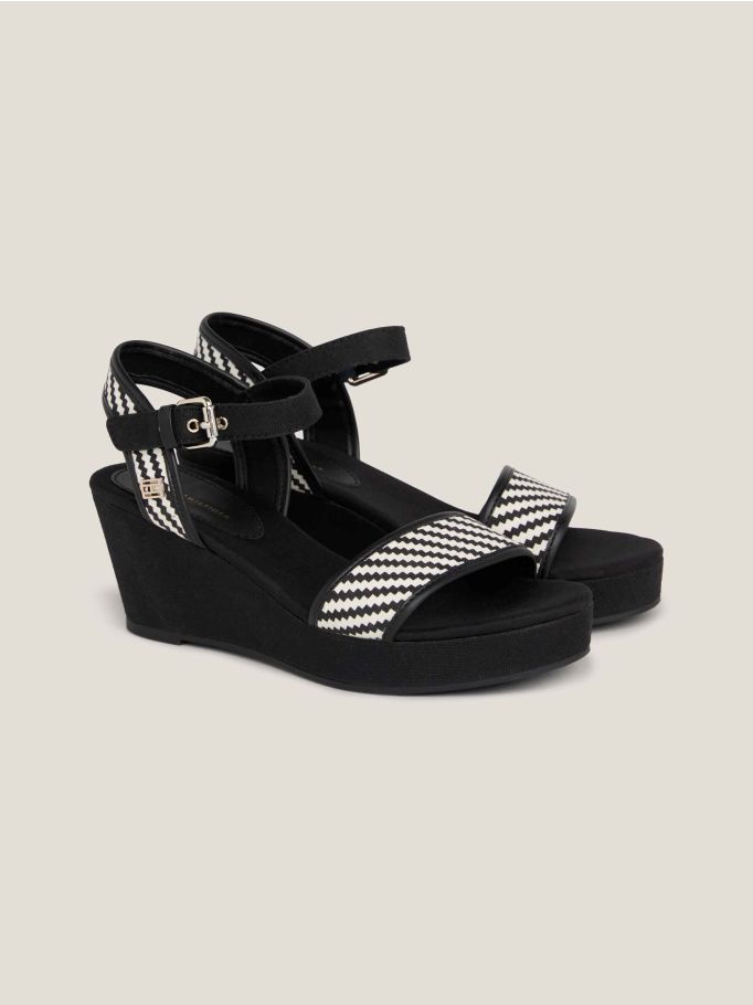 Tommy hilfiger platform sandals black store and white