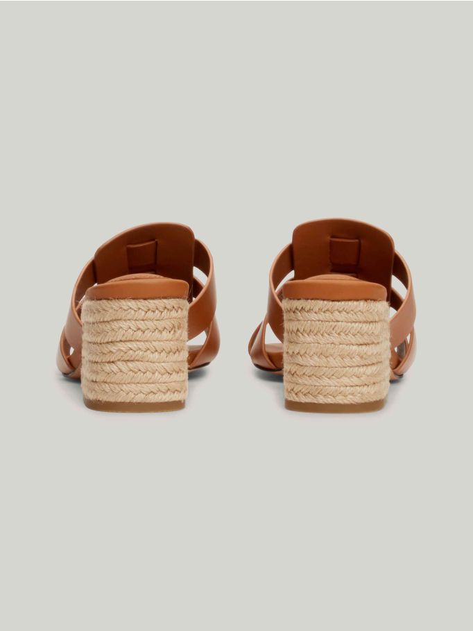 Rope Block Heel Cage Leather Sandals