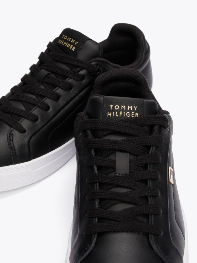 Leather Flag Court Trainers