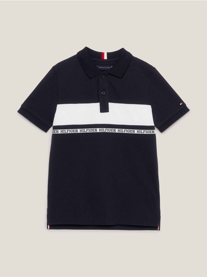 Logo Tape Block Stripe Polo T-Shirt | Tommy Hilfiger