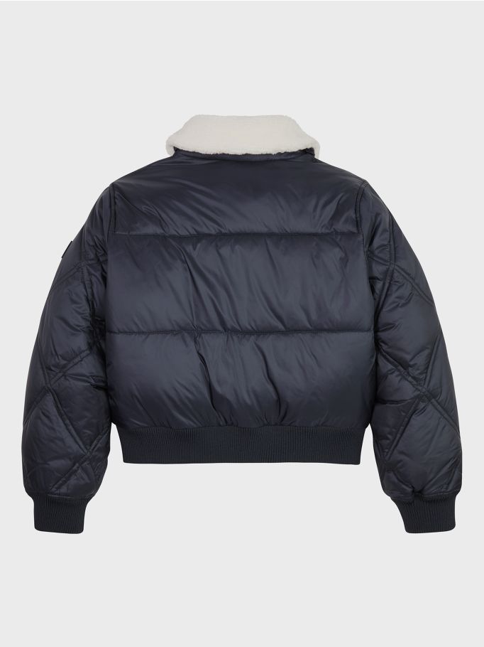 Recycled Sherpa Collar Cropped Puffer Jacket | Tommy Hilfiger 