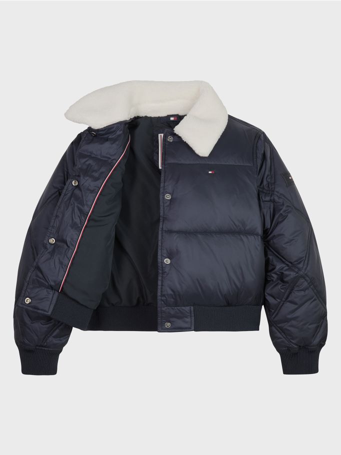 Recycled Sherpa Collar Cropped Puffer Jacket | Tommy Hilfiger 
