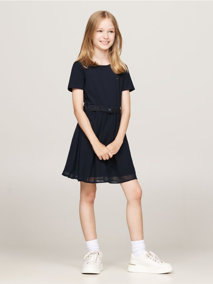 Hilfiger Monotype Belted Tulle Dress | Tommy Hilfiger