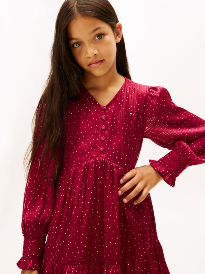 blue dress for baby girl Tommy Hilfiger Printed Puff-Sleeve A-Line Dress – DGFOutlet main image 1