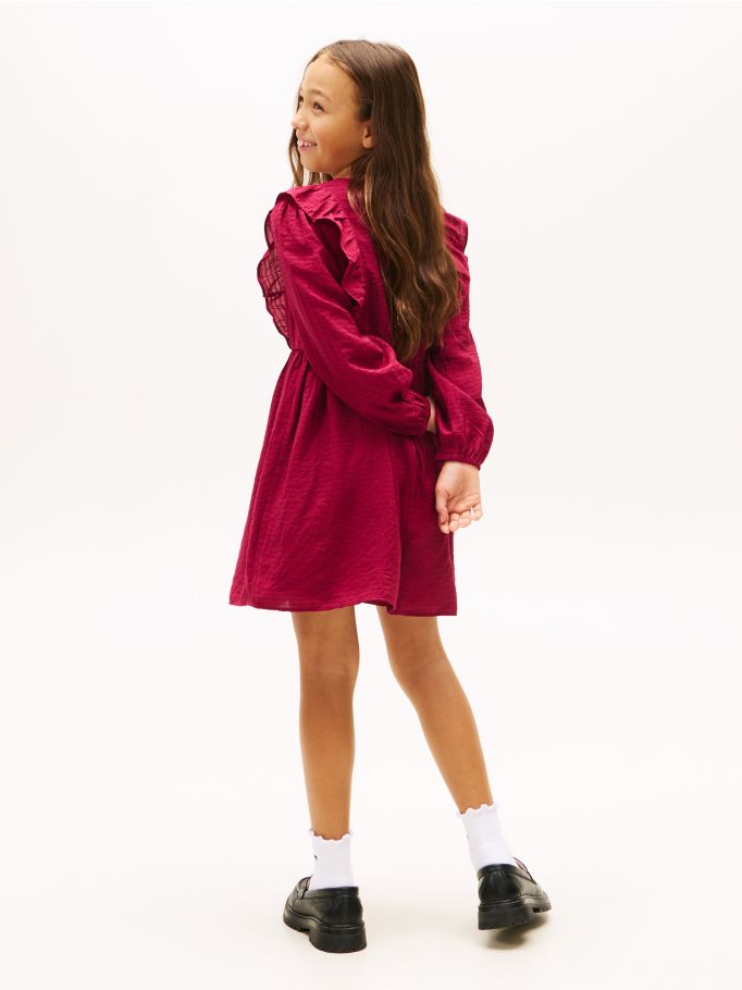 Festive Ruffle Long Sleeve A-Line Dress - Blue | Tommy Hilfiger