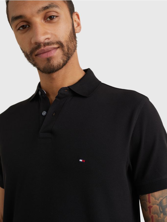 Polo noir tommy hilfiger sale