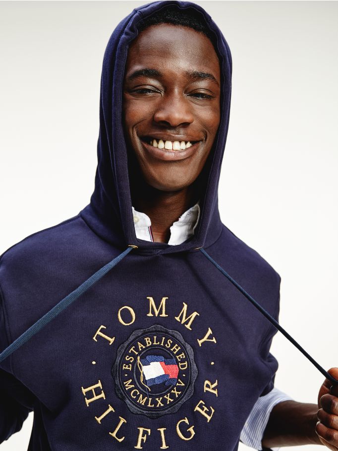 Tommy Icons Logo Hoody for Men in Blue | Tommy Hilfiger UAE