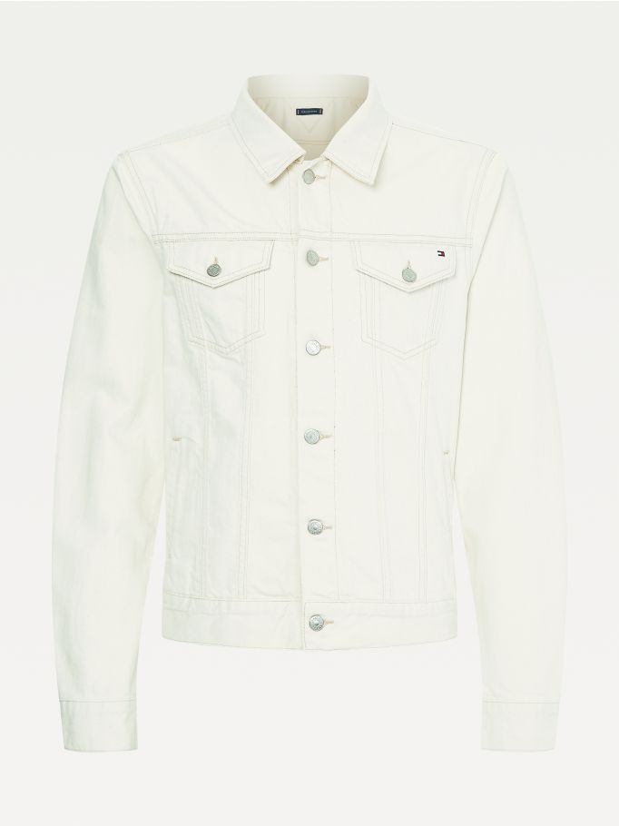Men's Denim Trucker Jacket in White 