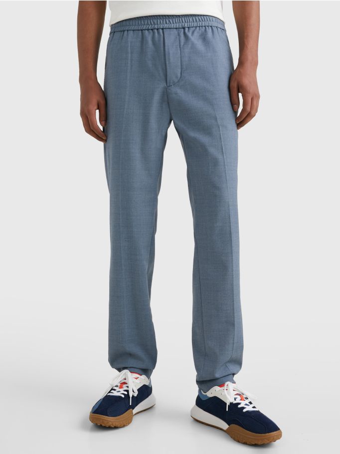 Only & Sons tapered fit check trousers with elasticated waist in grey | ASOS