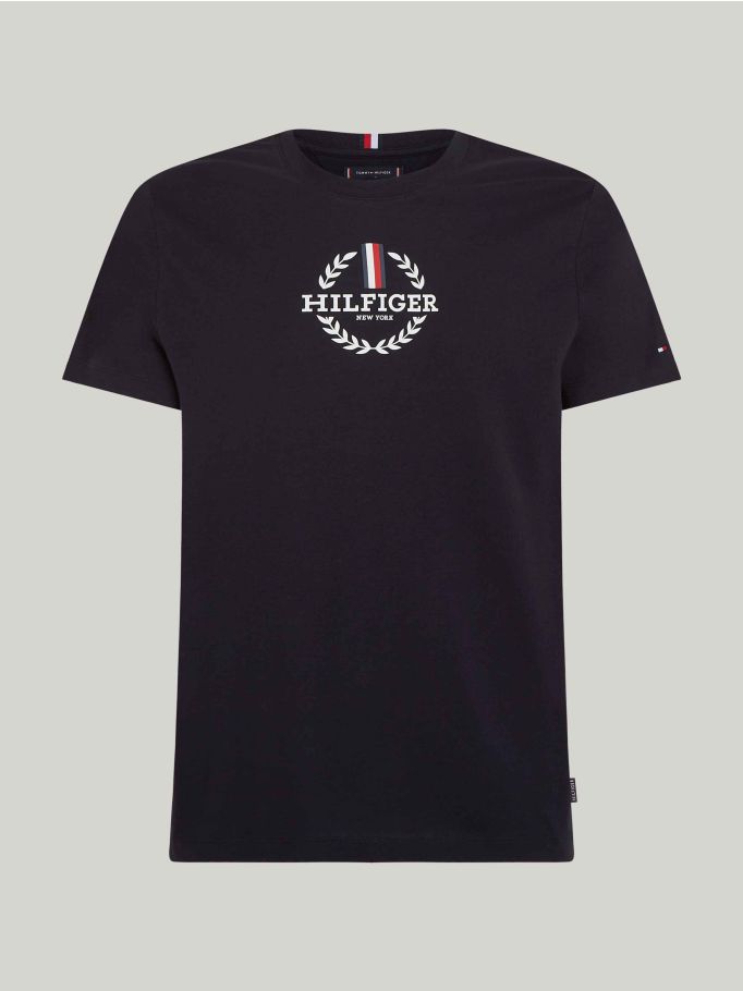 Global Stripe Archive Crest Logo Slim T-Shirt | Tommy Hilfiger