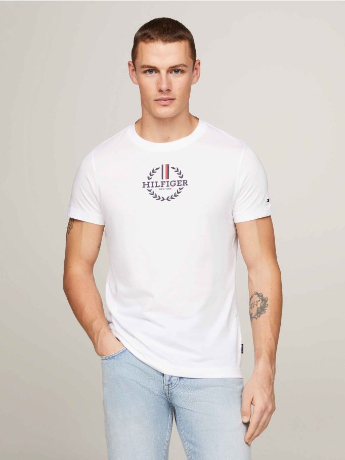 Global Stripe Archive Crest Logo Slim T-Shirt | Tommy Hilfiger