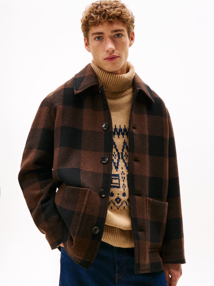 Minimal Wool Blend Check Chore Jacket | Tommy Hilfiger