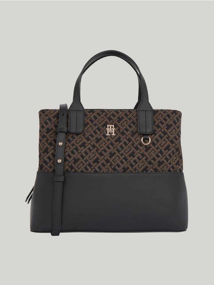 Monogram Jackquard Satchel Bag Tommy Hilfiger